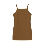 JSCDRPDWL Flower Girl Dress Kids Toddler Baby Girls Spring Summer Solid Cotton Hot Sleeveless Princess Slip Dress Clothes Baptism Dresses for Baby Girls Brown 4-5 Years